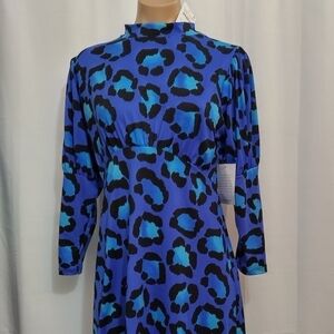 Velvet torch blue & black long sleeve dress junior's size XL NWT
